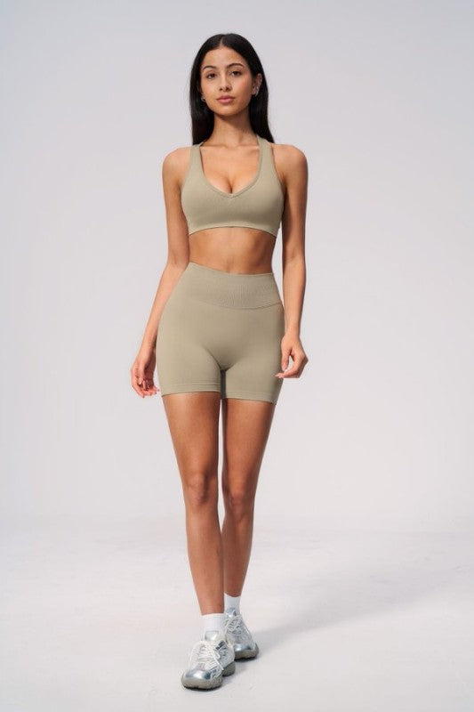 Sporty Bra and High Waist Short Set