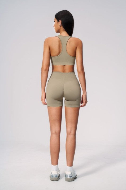 Sporty Bra and High Waist Short Set