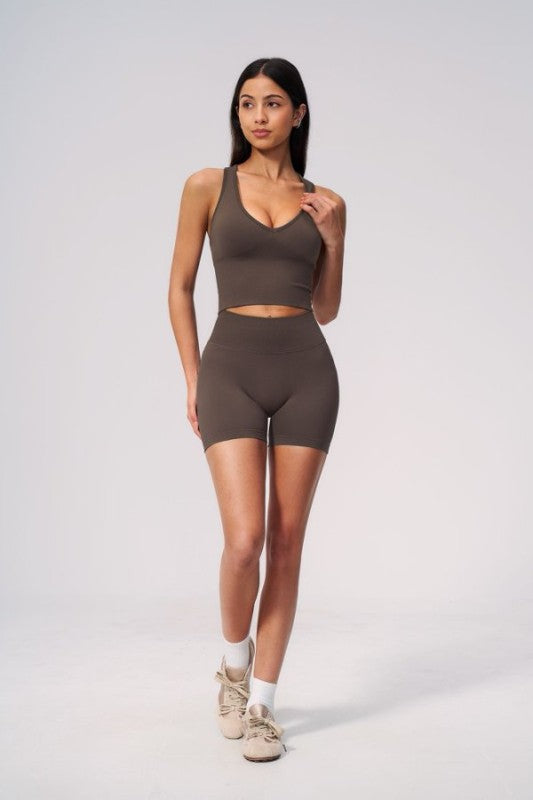 Sporty Bra and High Waist Short Set