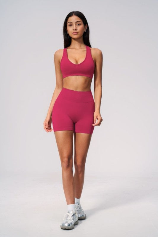 Sporty Bra and High Waist Short Set