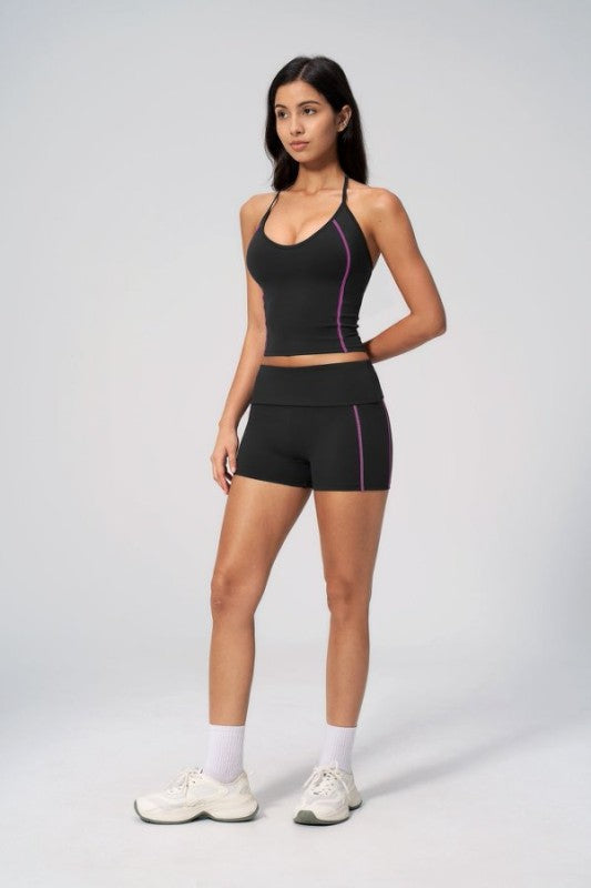 Halter Neck Crop Tank Top and Shorts Set