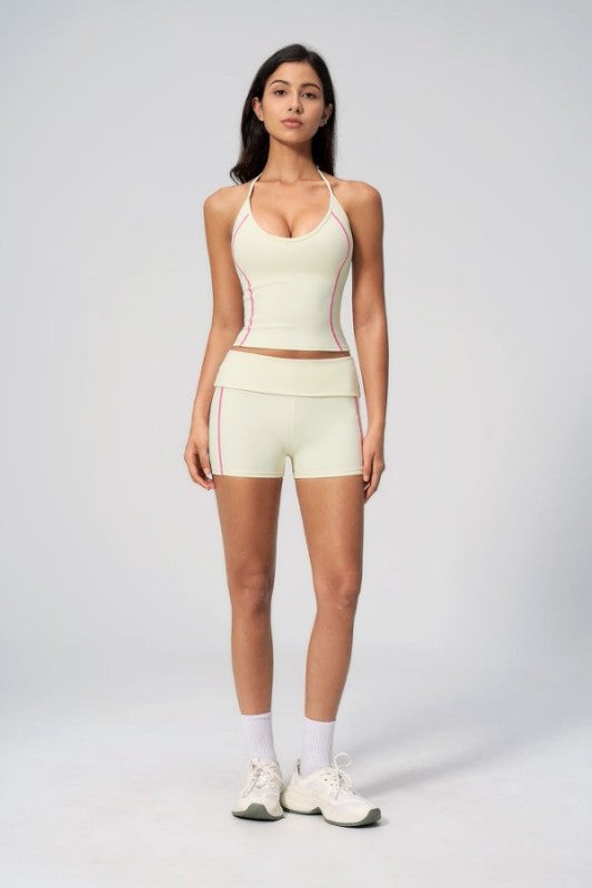Halter Neck Crop Tank Top and Shorts Set