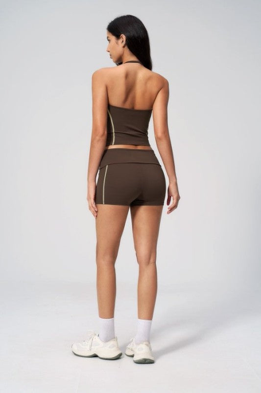 Halter Neck Crop Tank Top and Shorts Set