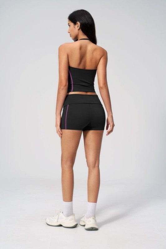 Halter Neck Crop Tank Top and Shorts Set