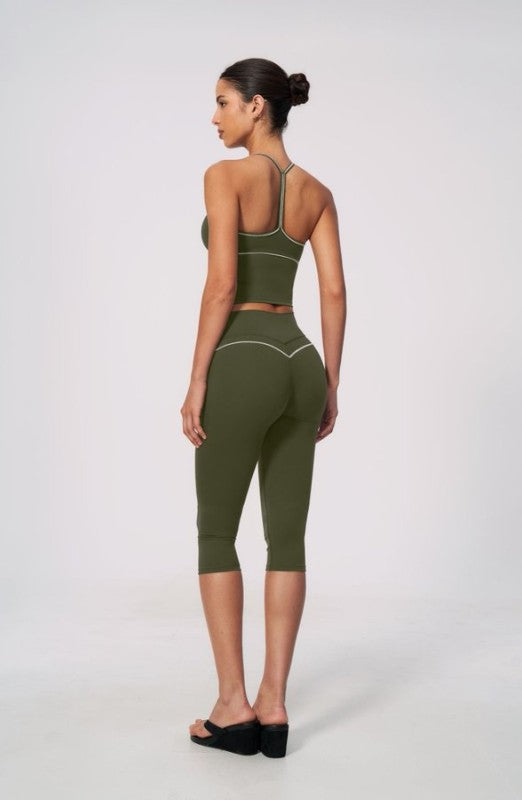 V-Neck Criss Cross Tank & Capri Leggings Set
