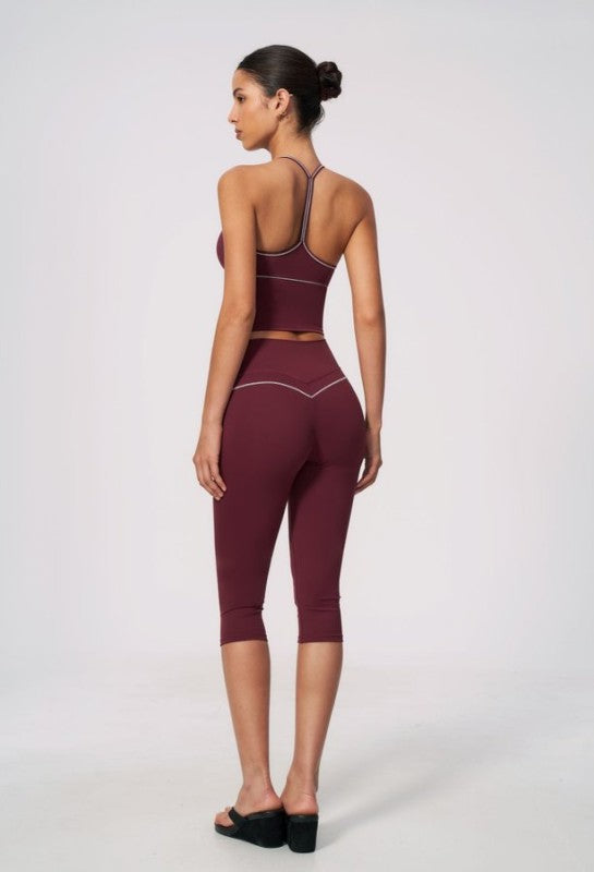V-Neck Criss Cross Tank & Capri Leggings Set