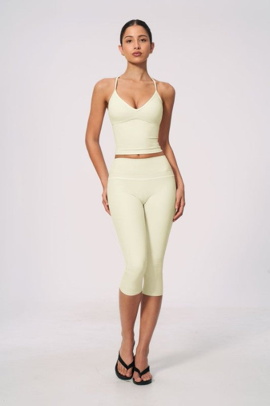 V-Neck Criss Cross Tank & Capri Leggings Set