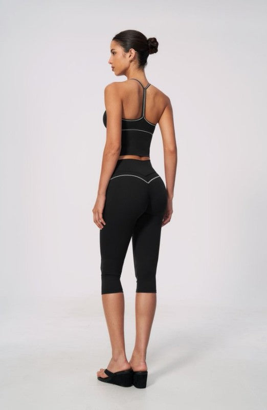 V-Neck Criss Cross Tank & Capri Leggings Set