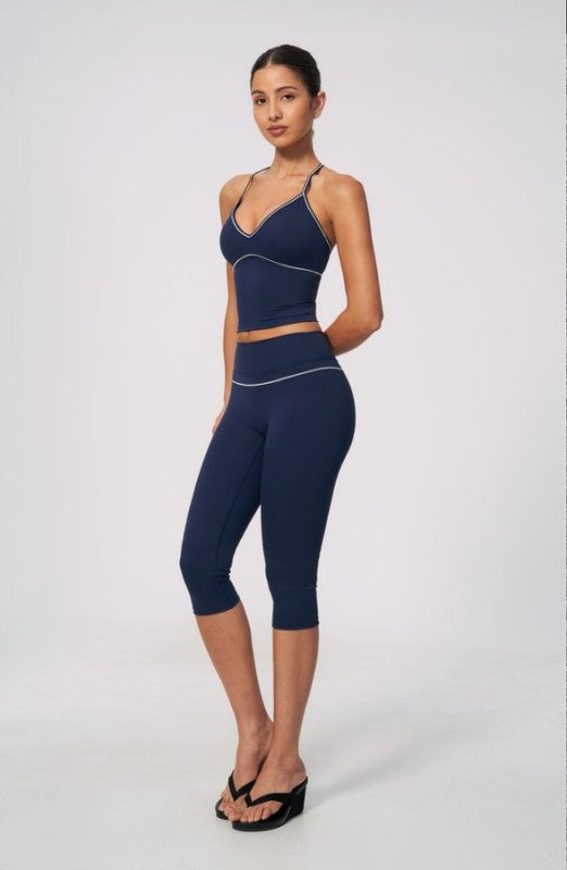 V-Neck Criss Cross Tank & Capri Leggings Set