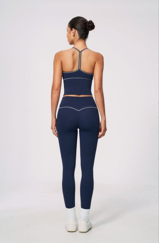 V-Neck Sporty Bra & High Waist Leggings Set