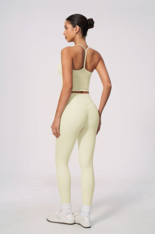 V-Neck Sporty Bra & High Waist Leggings Set