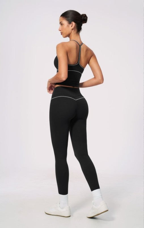 V-Neck Sporty Bra & High Waist Leggings Set
