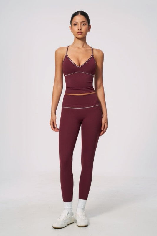 V-Neck Sporty Bra & High Waist Leggings Set