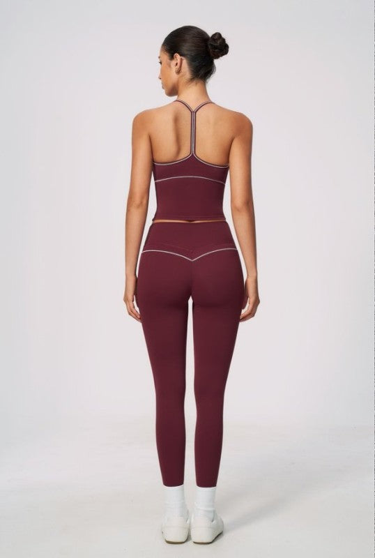 V-Neck Sporty Bra & High Waist Leggings Set