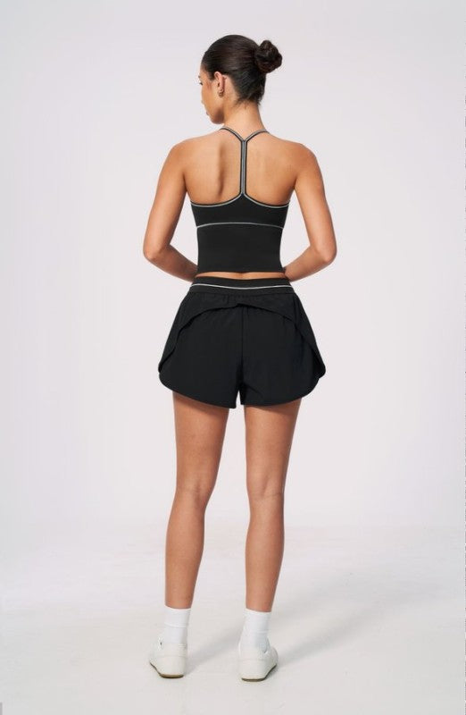 V Neck Spaghetti Strap Crop Top & High Waist Shorts Set