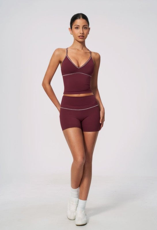 Halter Neck Sporty Bra & High Waist Shorts Set