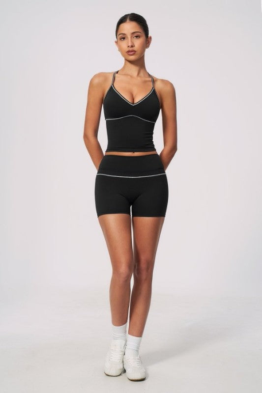 Halter Neck Sporty Bra & High Waist Shorts Set