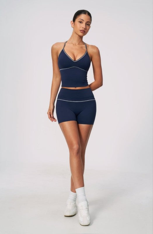 Halter Neck Sporty Bra & High Waist Shorts Set