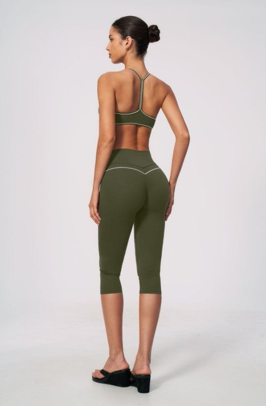 Strap Detail Sporty Bra & Capri Leggings Set