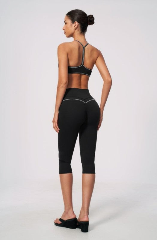 Strap Detail Sporty Bra & Capri Leggings Set