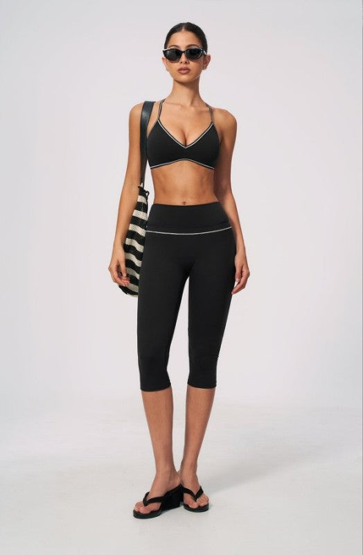 Strap Detail Sporty Bra & Capri Leggings Set
