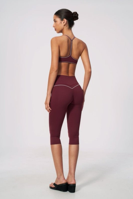 Strap Detail Sporty Bra & Capri Leggings Set