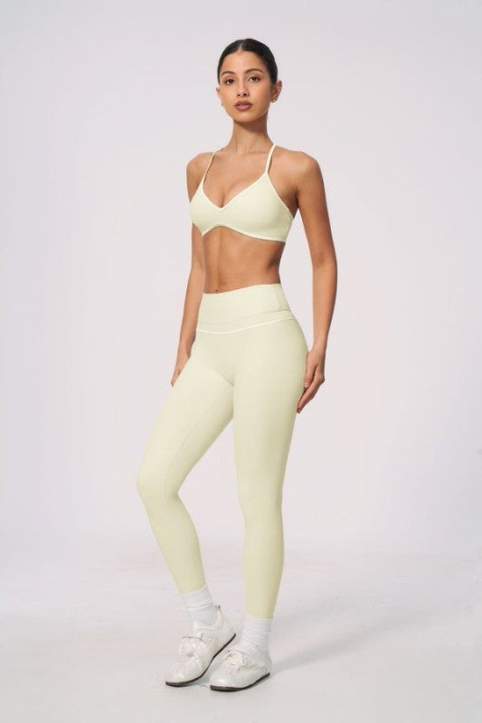 V Neck Delicate Strap Bra & High Waist Leggings Set