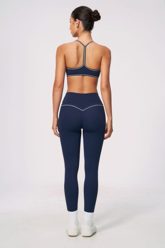 V Neck Delicate Strap Bra & High Waist Leggings Set
