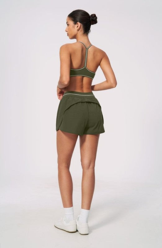V Neck Strap Detail Bra & Shorts Set
