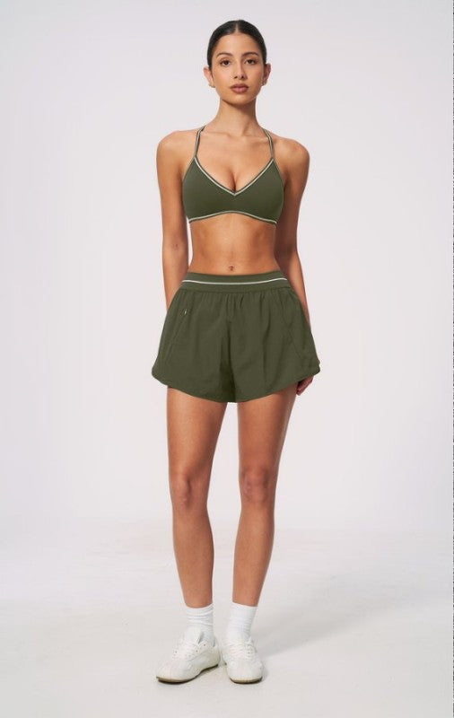 V Neck Strap Detail Bra & Shorts Set