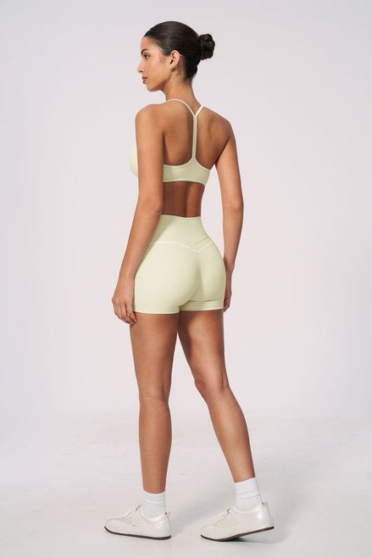 Sporty Strap Detail Bra & High Waist Shorts Set
