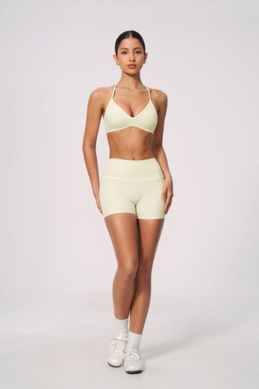 Sporty Strap Detail Bra & High Waist Shorts Set