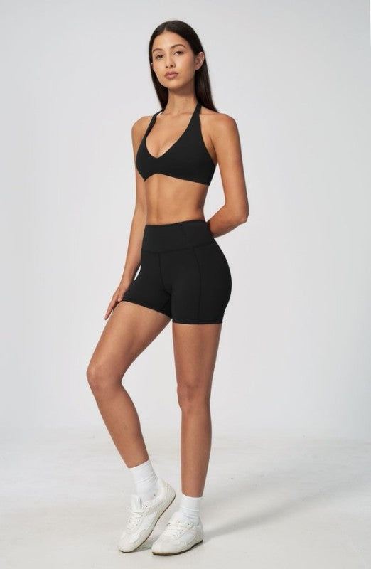 Halter Neck Silhouette Bra & High Waist Shorts Set