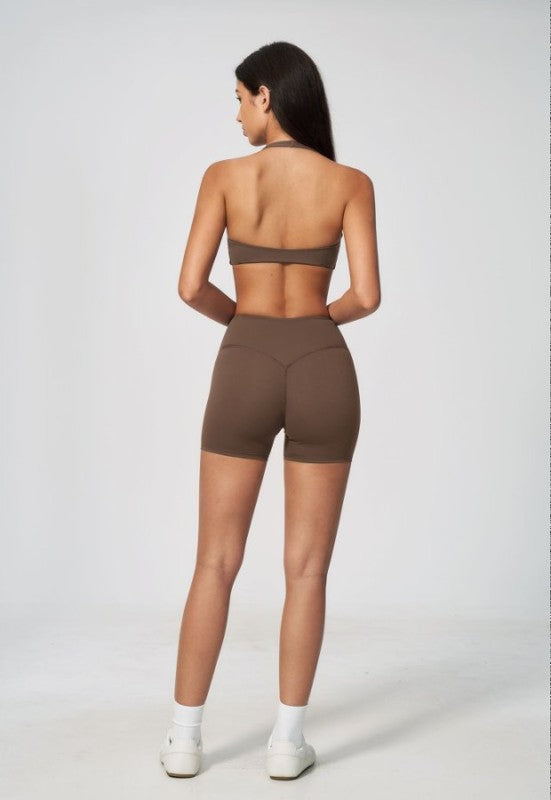 Halter Neck Silhouette Bra & High Waist Shorts Set