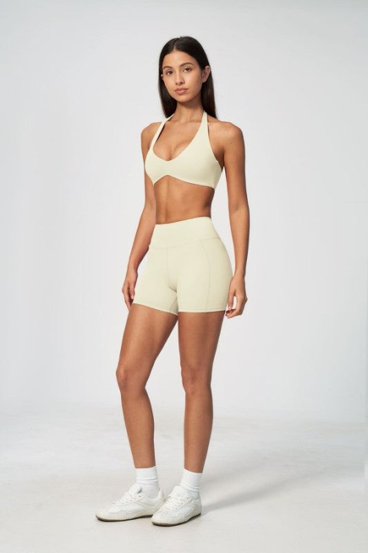 Halter Neck Silhouette Bra & High Waist Shorts Set