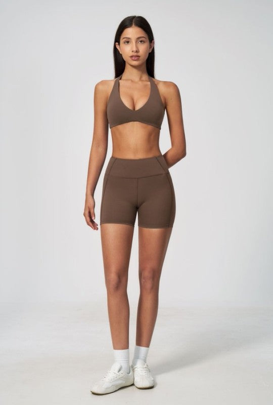Halter Neck Silhouette Bra & High Waist Shorts Set