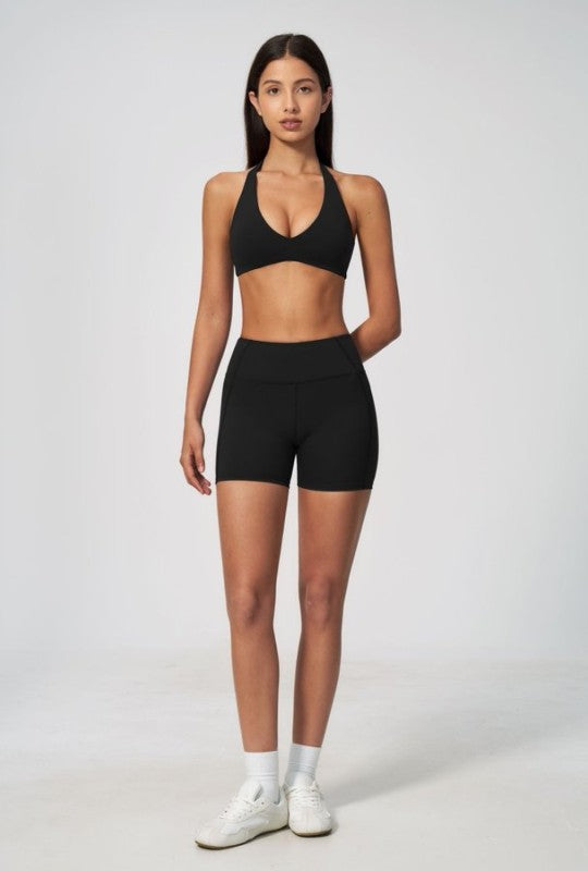 Halter Neck Silhouette Bra & High Waist Shorts Set