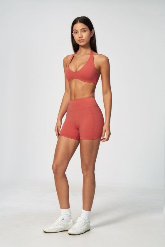 Halter Neck Silhouette Bra & High Waist Shorts Set