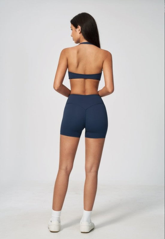 Halter Neck Silhouette Bra & High Waist Shorts Set