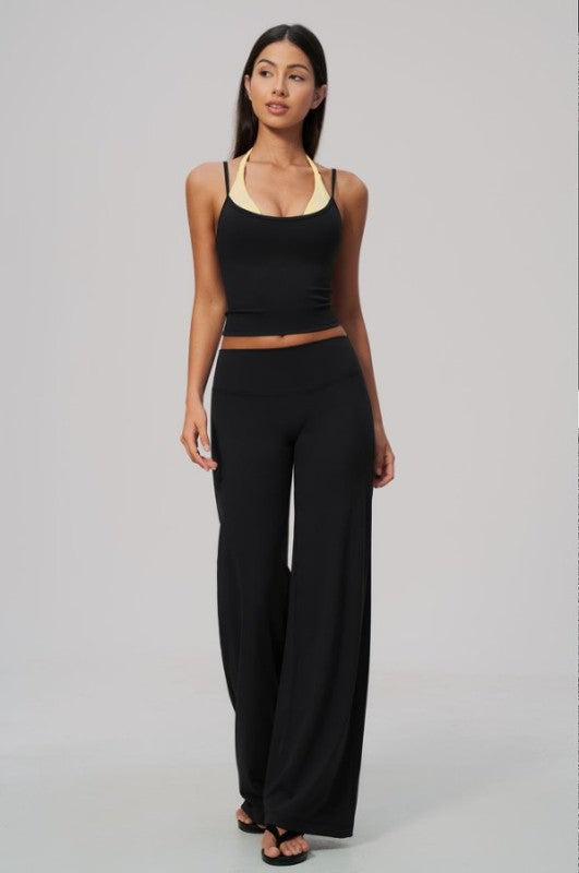 Two Tone Cropped Tank & Wide Leg Pants Set