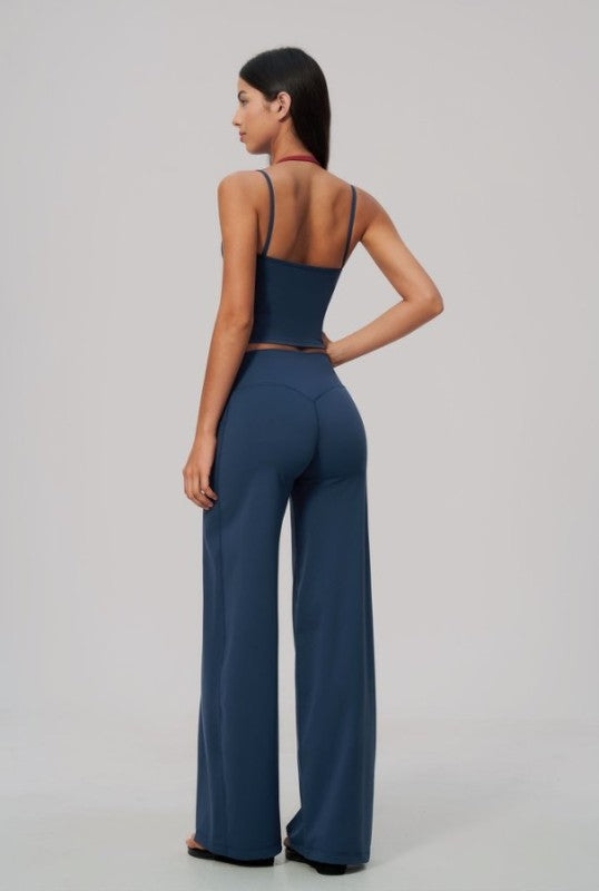 Two Tone Cropped Tank & Wide Leg Pants Set