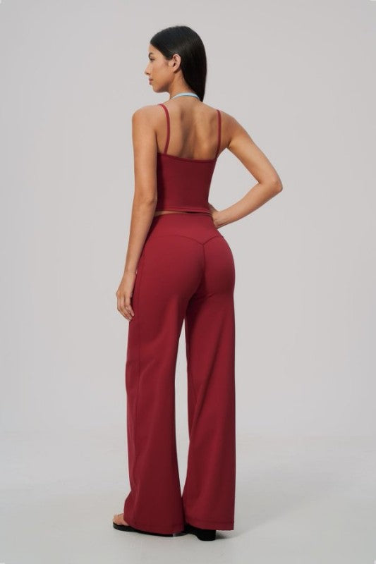 Two Tone Cropped Tank & Wide Leg Pants Set