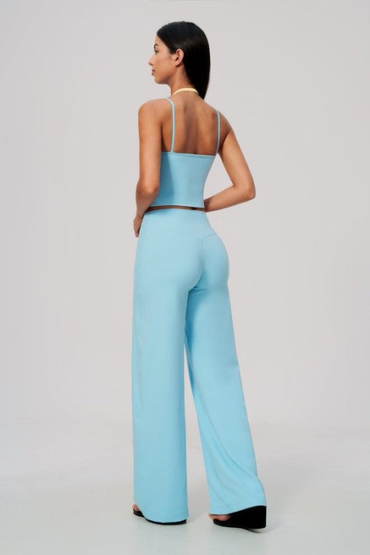 Two Tone Cropped Tank & Wide Leg Pants Set