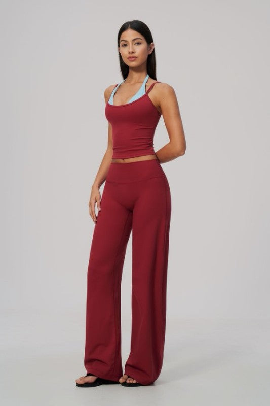 Two Tone Cropped Tank & Wide Leg Pants Set