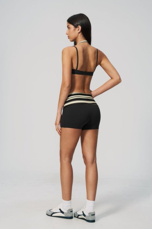 Sporty Halter Bralette & High Waist Shorts Set