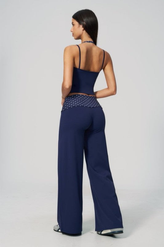 Cropped Spaghetti Strap Cami & Wide Leg Pants Set