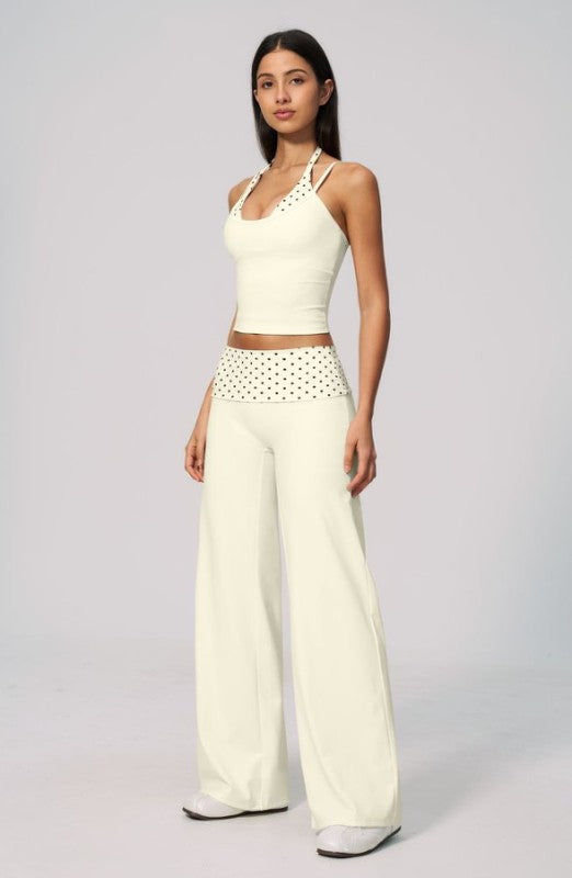 Cropped Spaghetti Strap Cami & Wide Leg Pants Set
