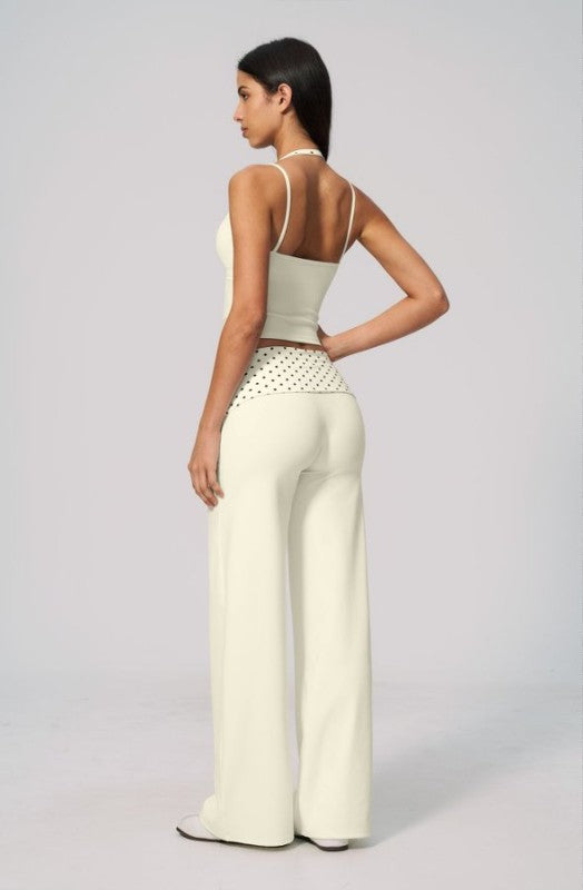 Cropped Spaghetti Strap Cami & Wide Leg Pants Set