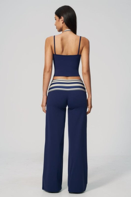 Cropped Spaghetti Strap Cami & Wide Leg Pants Set