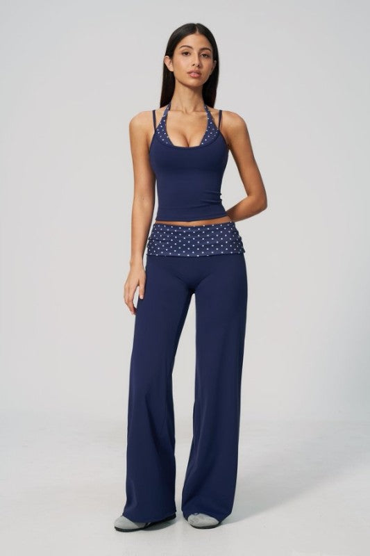 Cropped Spaghetti Strap Cami & Wide Leg Pants Set
